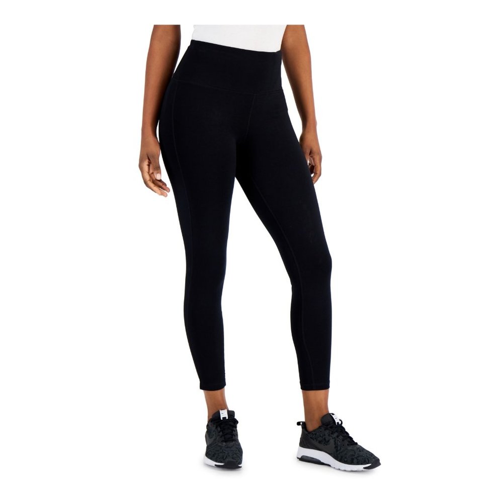 NWT ID Ideology Womens High Rise Side Pocket 7/8 Leggings Black Sz XS $50 B361